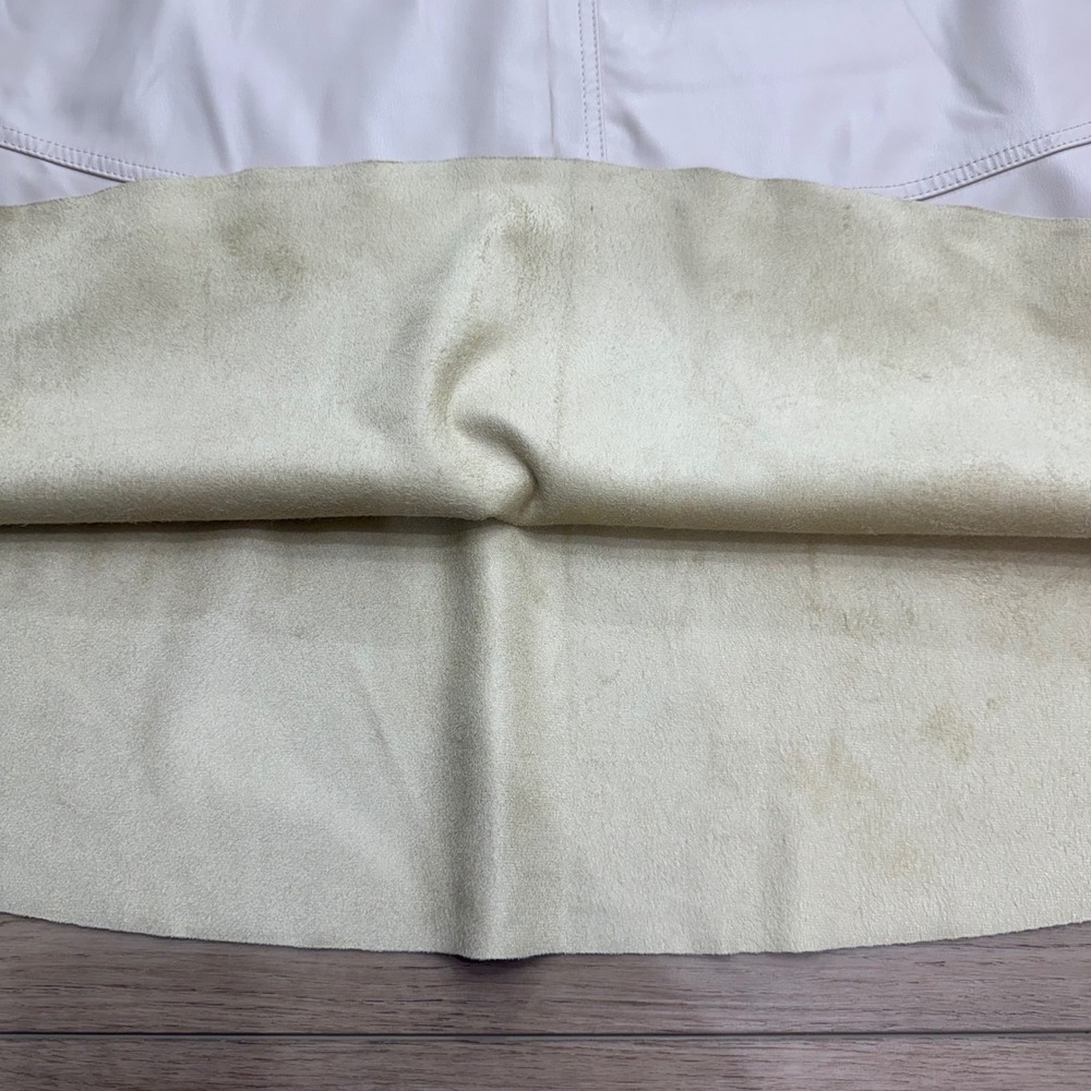 Zara Faux Leather Cream A-Line Midi Skirt High Waisted Side Zip XS - Picture 6 of 10